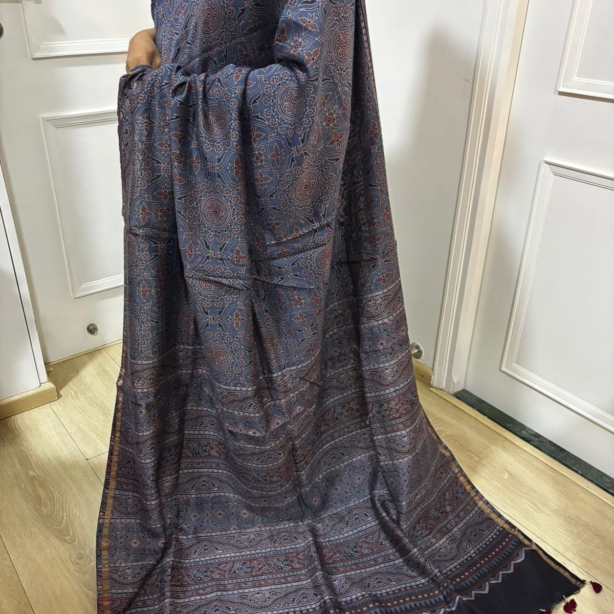 Ethereal Midnight Ajrakh Chanderi Saree