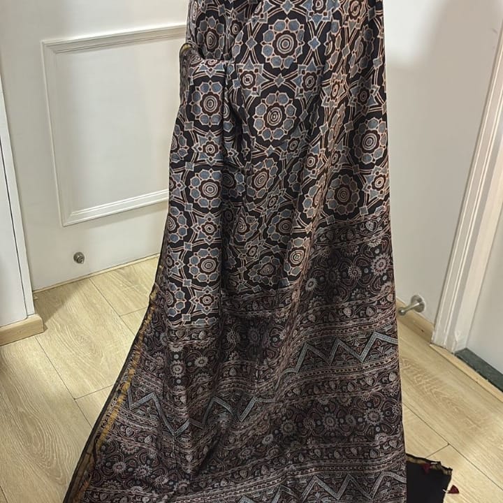 Noir Majesty Ajrakh Chanderi Saree