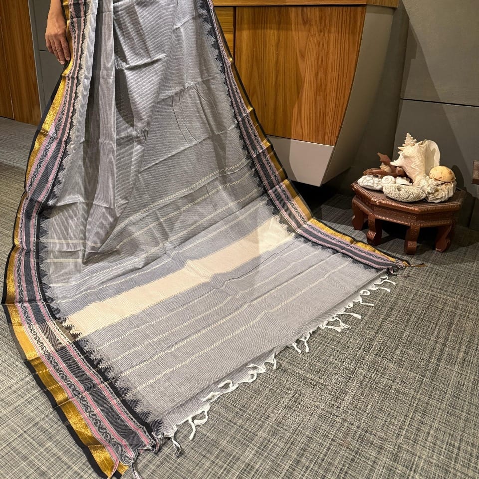 Silver Grey South Cotton Saree