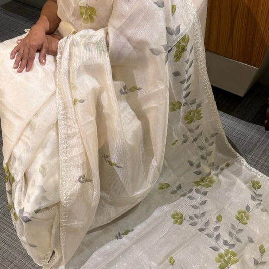 Ivory Bloom Organza Saree