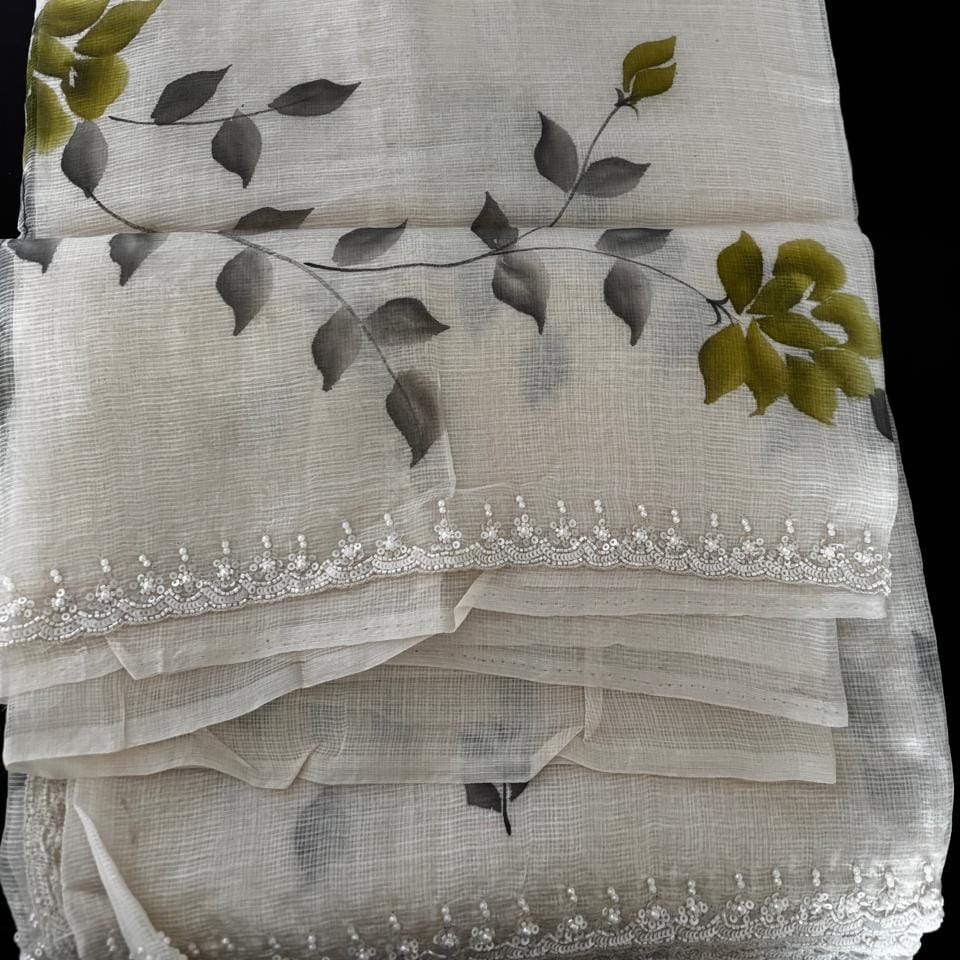 Ivory Bloom Organza Saree