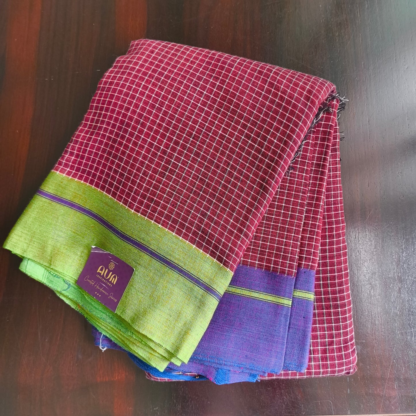 Maroonish Red Patteda Anchu Saree