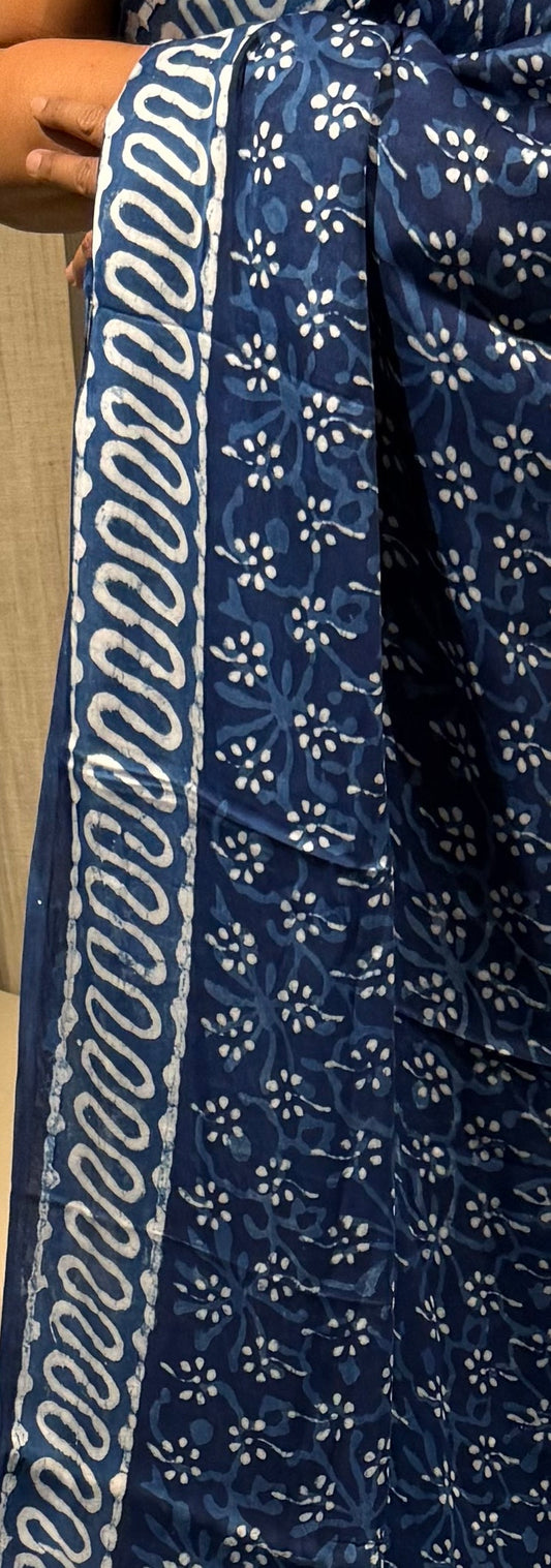 Indigo Modal Silk Saree with Blouse