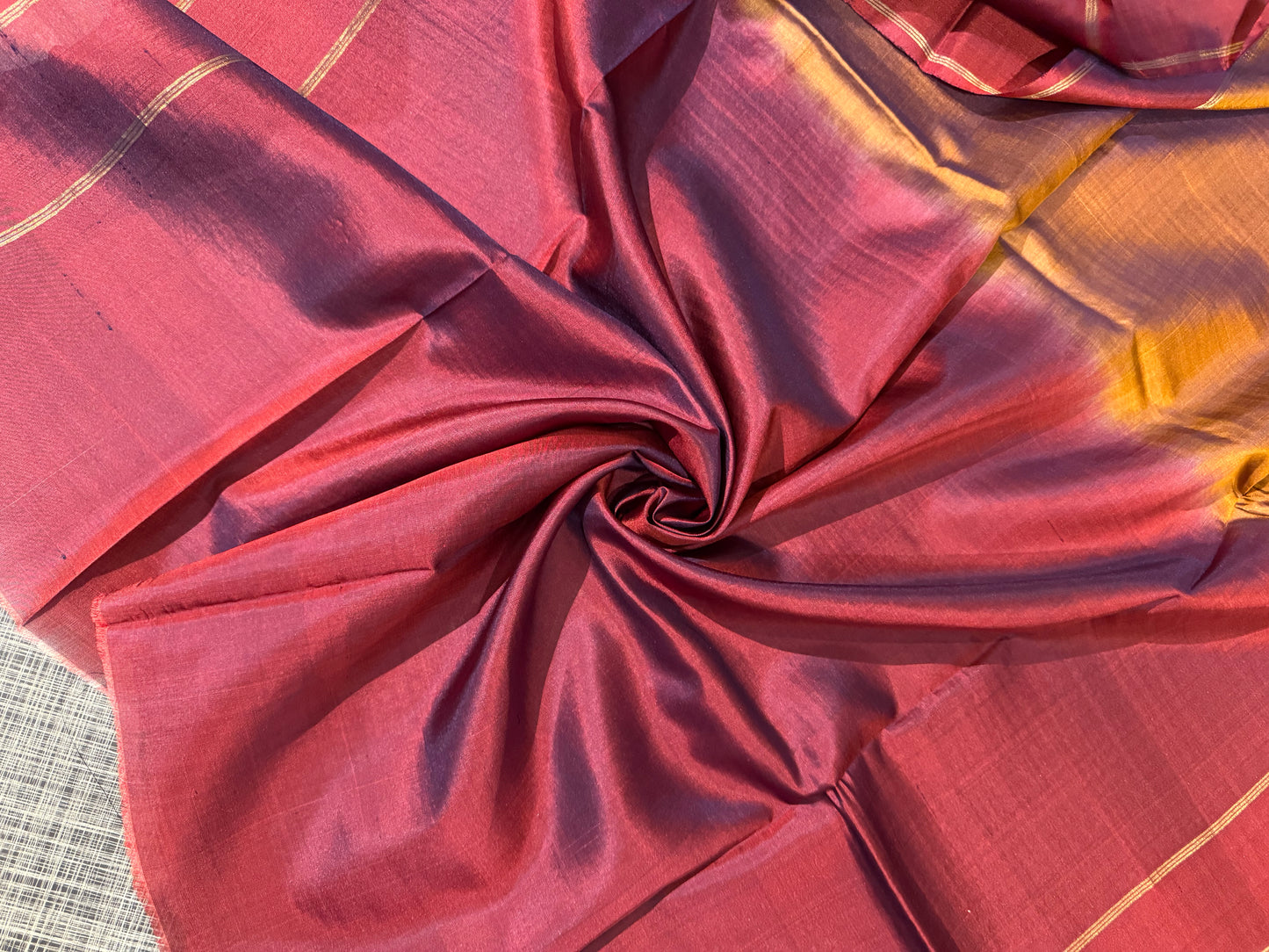 Copper-Maroon Soft Silk Saree with Blouse