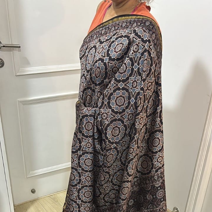 Noir Majesty Ajrakh Chanderi Saree