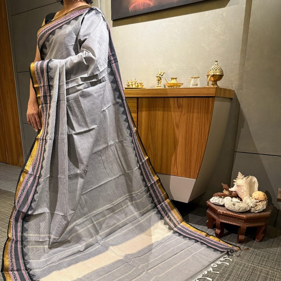 Silver Grey South Cotton Saree