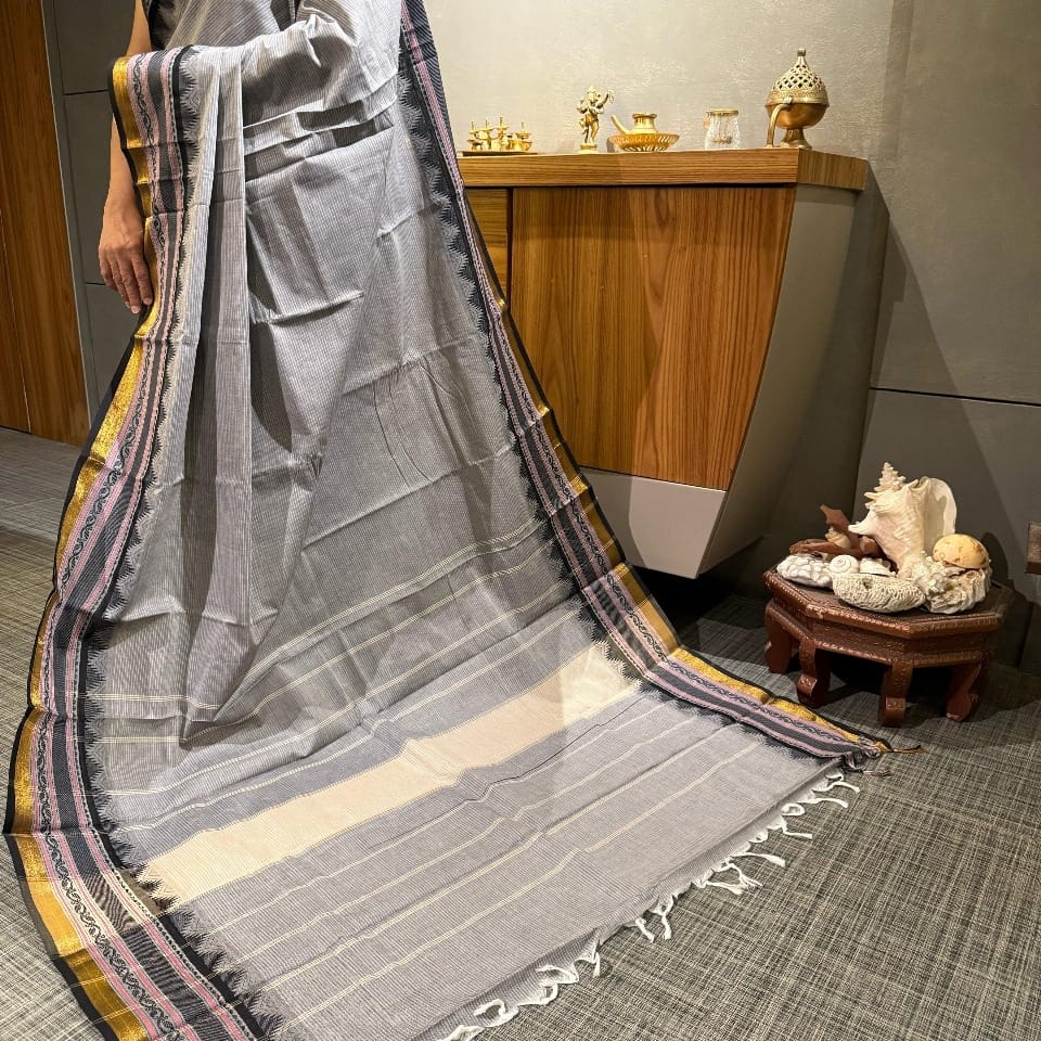 Silver Grey South Cotton Saree