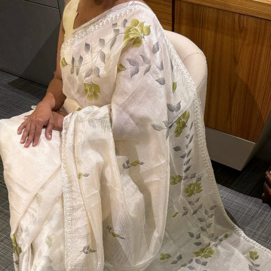 Ivory Bloom Organza Saree