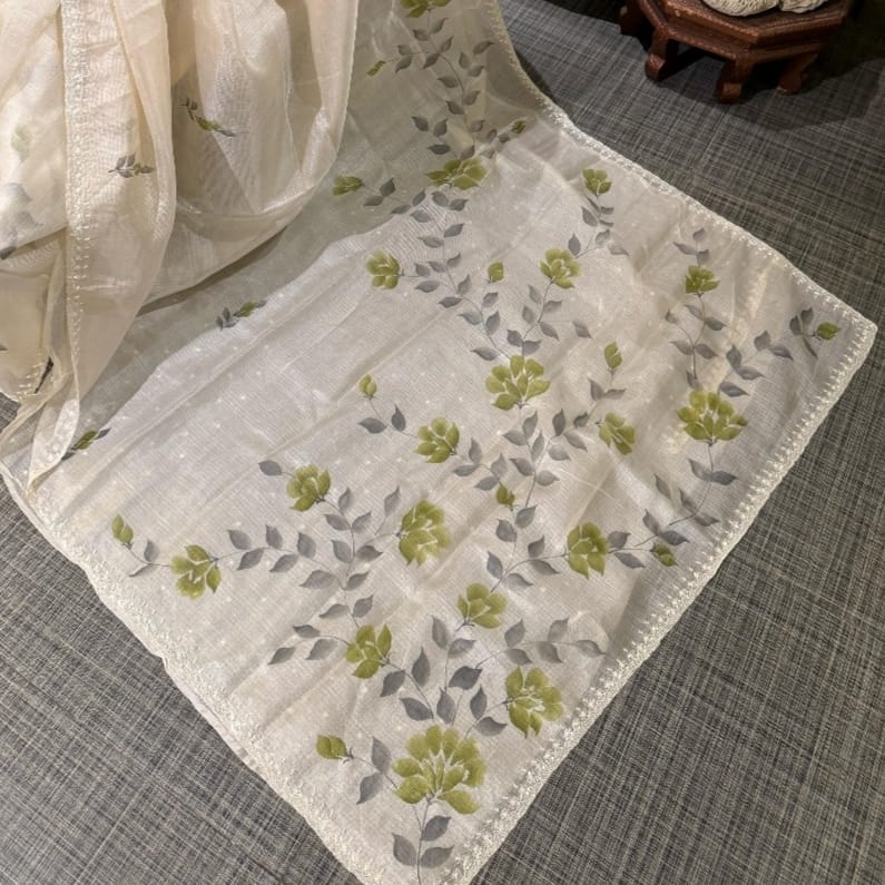 Ivory Bloom Organza Saree