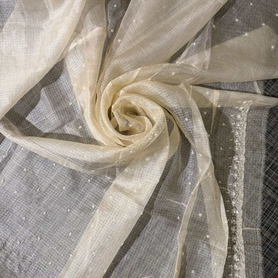 Ivory Bloom Organza Saree