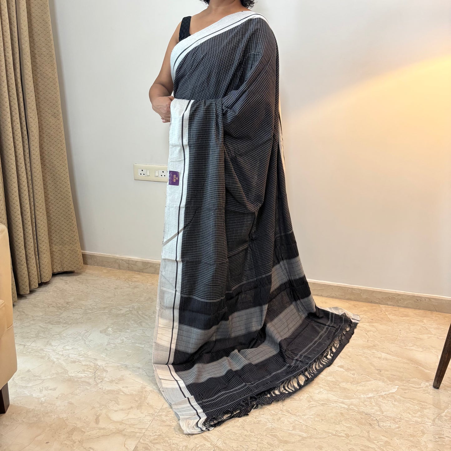 Traditional Black Patteda Anchu Saree