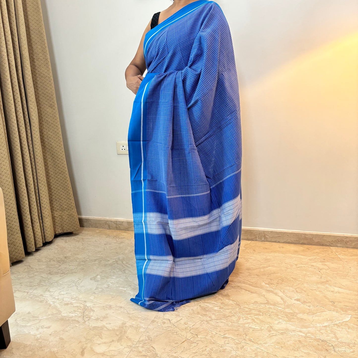 Sky Blue Patteda Anchu Saree