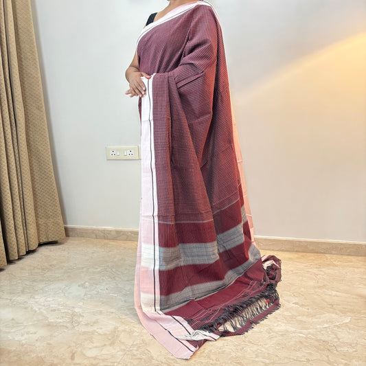 Maroonish-Red Patteda Anchu Saree