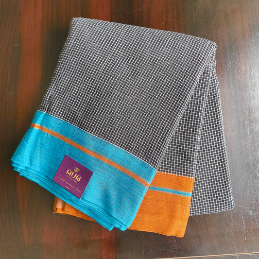 Classic Black Patteda Anchu Saree with Ganga-Jamuna Border