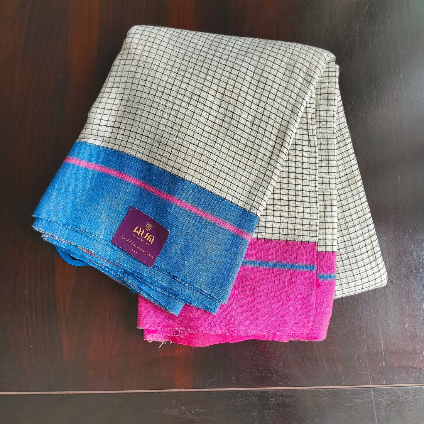 White Patteda Anchu Saree with Ganga-Jamuna Borders