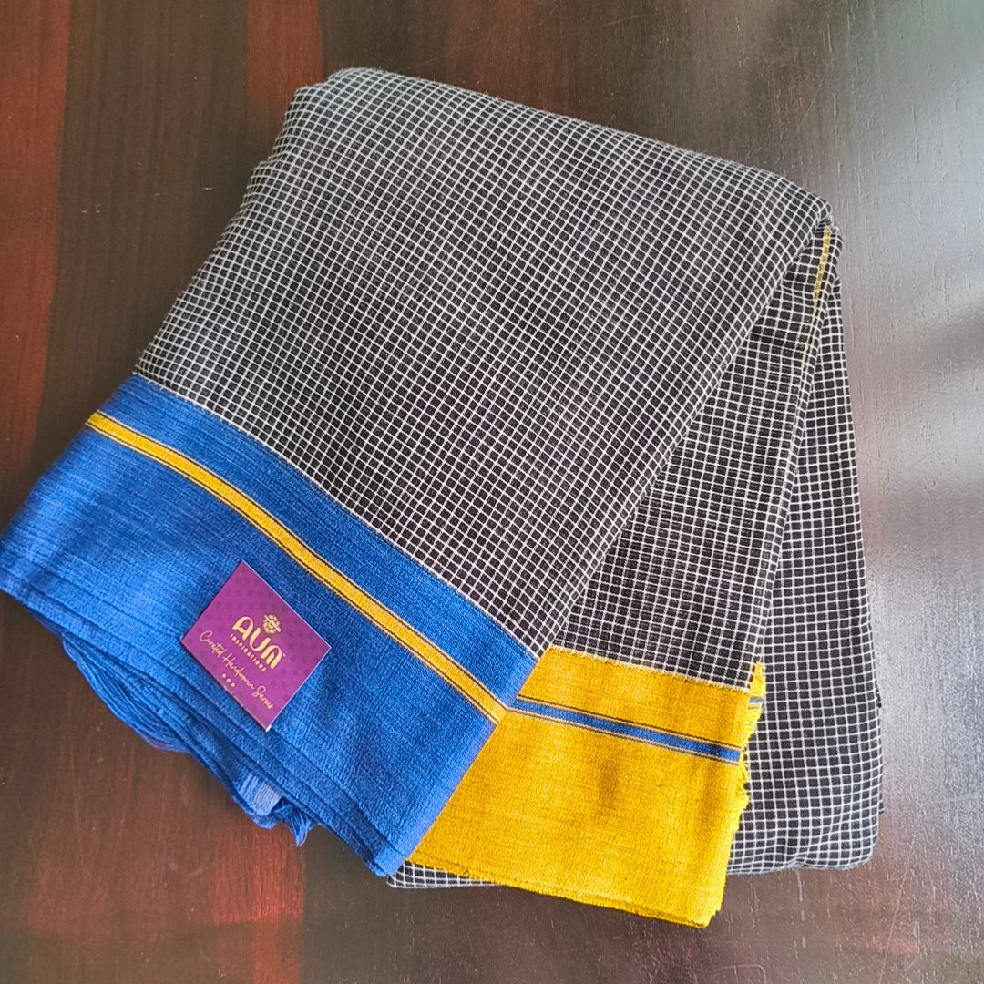 Classic Black Patteda Anchu Saree with Ganga-Jamuna