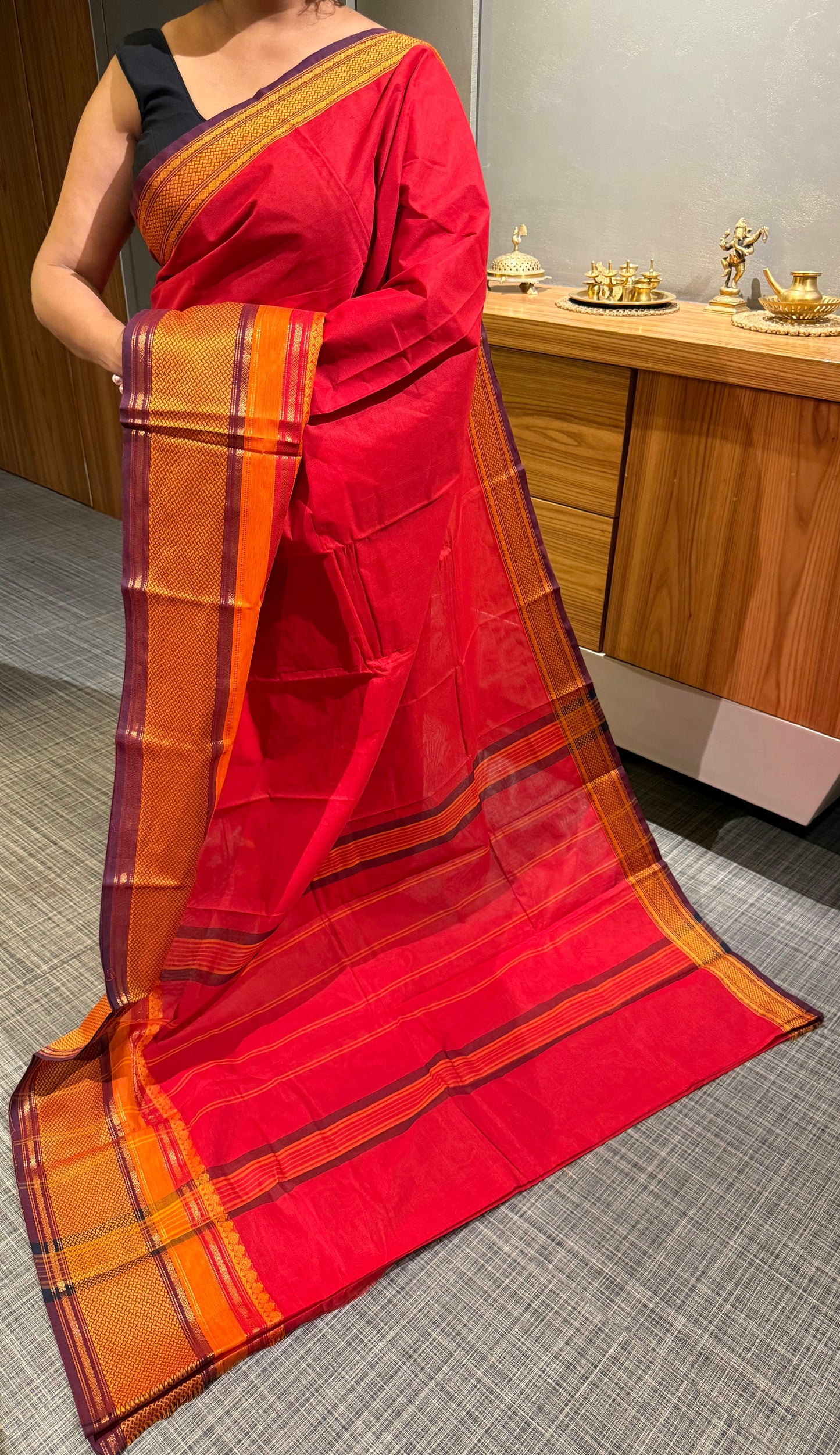 Bright Red South Cotton Saree