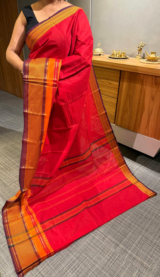 Bright Red South Cotton Saree