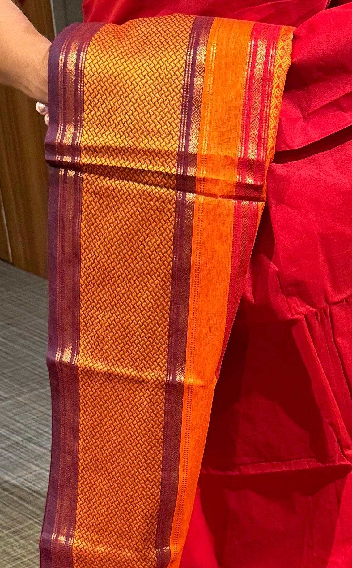 Bright Red South Cotton Saree