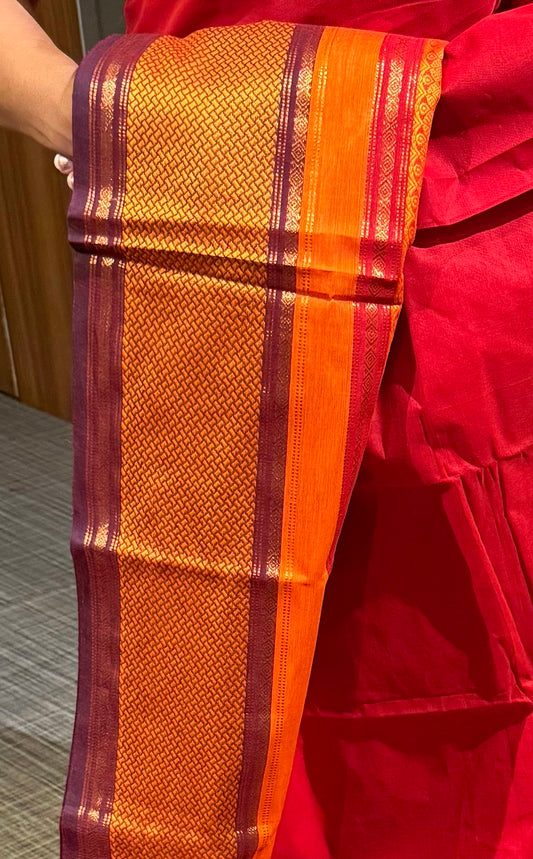 Bright Red South Cotton Saree
