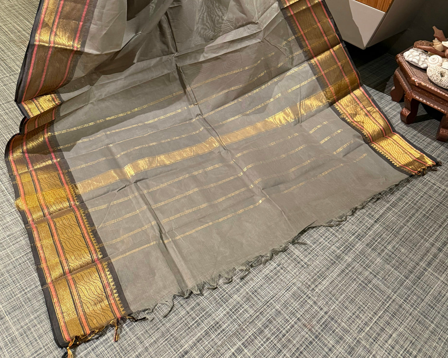 Pearly Grey South Cotton Saree