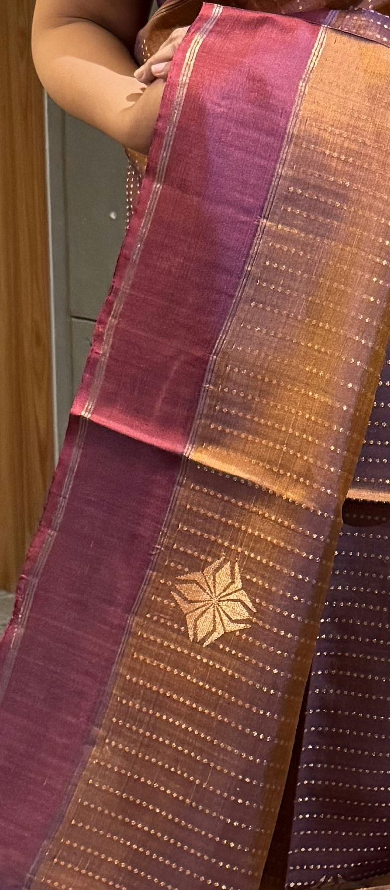 Copper-Maroon Soft Silk Saree with Blouse