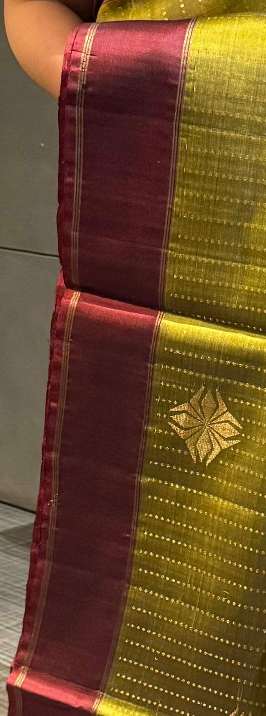 Light Olive Soft Silk Saree with Blouse