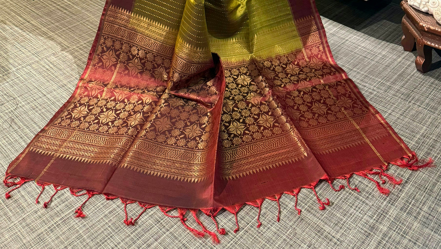 Light Olive Soft Silk Saree with Blouse
