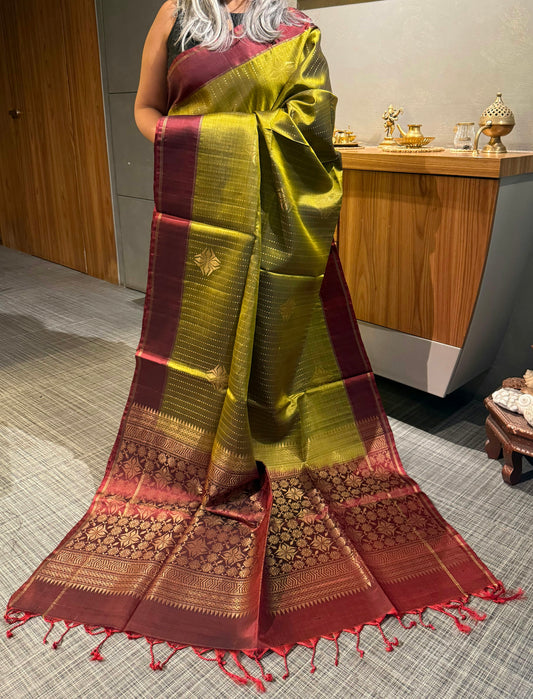 Light Olive Soft Silk Saree with Blouse