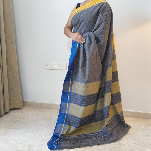 Classic Black Patteda Anchu Saree with Ganga-Jamuna